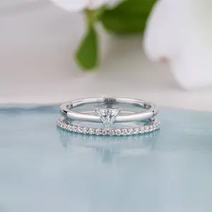 Two Rows Triangle Cut Solitaire Engagement Ring