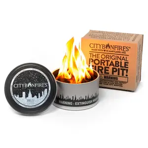 City Bonfires Portable Fire Pit – Mini Tabletop Fire Pit for Indoors & Outdoors | Eco-Friendly, Food-Safe, 3–5 Hour Burn, Up to 6 Flame