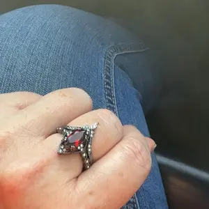 Marquise Amber Ring Stack Set - Gothic Gunmetal