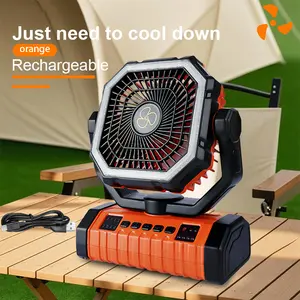 Camping fan with LED light, portable 20000mAh outdoor ceiling fan, USB rechargeable tent fan, essential cooling fan for camping, three adjustable wind speeds, suitable for camping, dormitories, tents, RVs and workshops