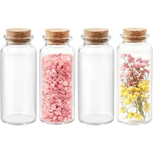 4 count 30ml Mini Glass Bottles with Cork, Clear  Bottles with Cork Glass Vials Extra Mini Jar with  for DIY Art Crafts Project  Pendant Party Favors