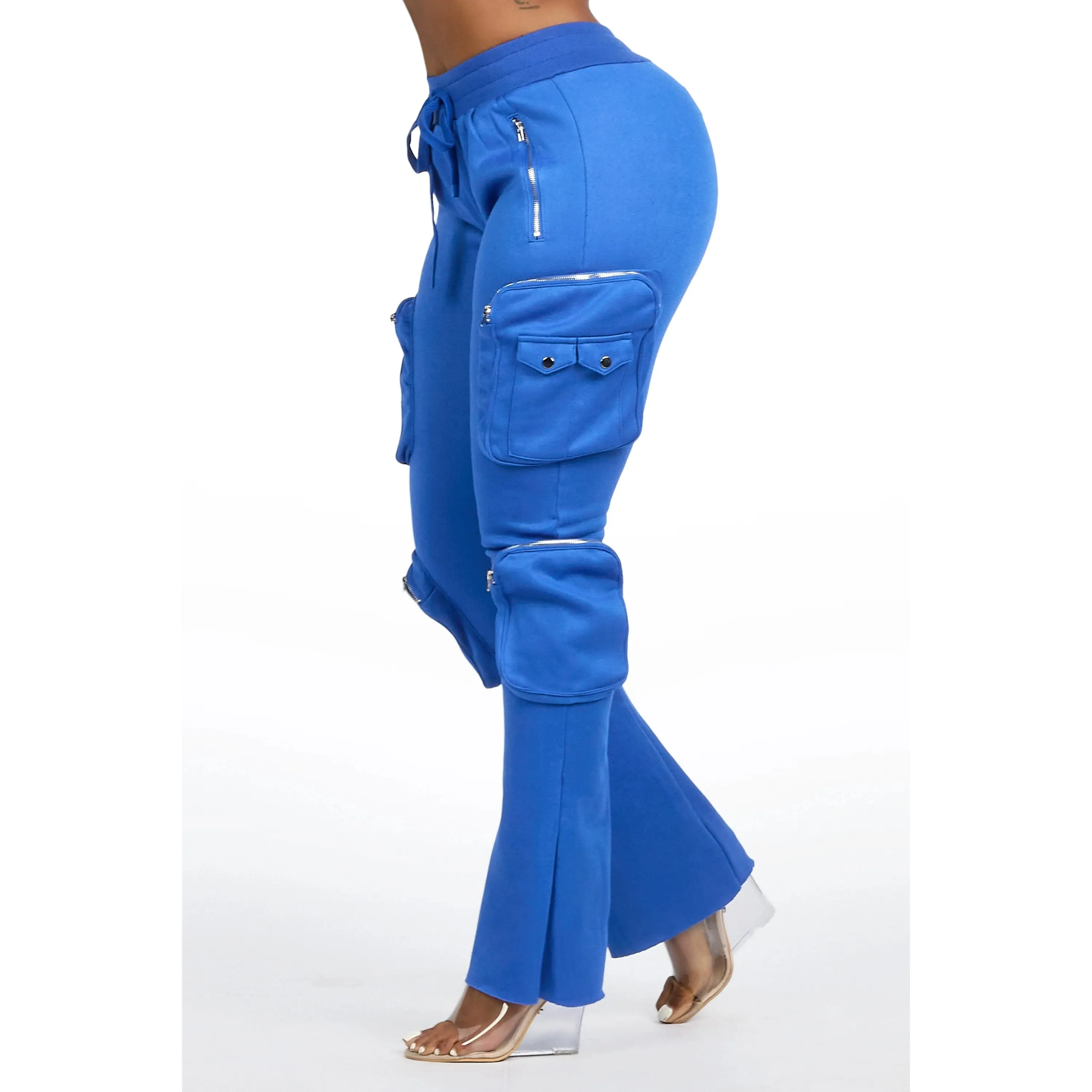Cheronnie Royal Blue Cargo Stacked Track Pant