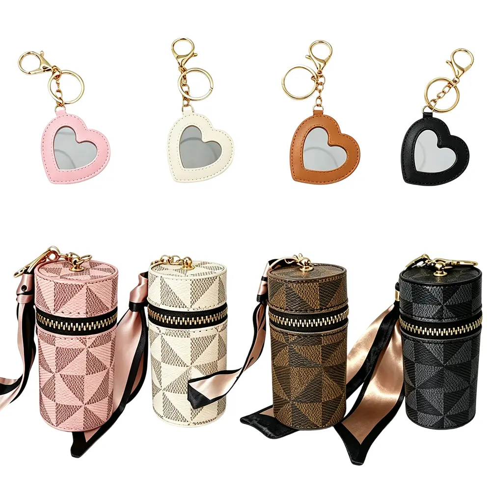 8Pcs Mini Zipper Bag Charm Keychain, 4‑Color Small Coin Purse Pouch + 4Pcs Mirror Bag Charms, High‑End Metal Clasp Scarf Decor, Portable Storage for Lipstick Earbuds Cash, Fashion Bag Keychain Accessories, Ideal Women Daily Decor & Gift