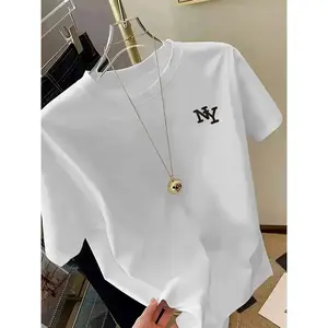 Women's Creative Iron-On Print Comfortable Casual Slight Stretch T-Shirt, Stylish Daily Wear, Perfect for All Seasons graphic tees