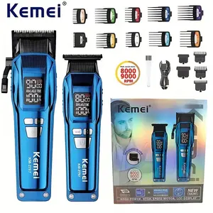 Kemei Professional Wireless Men's Hair Clipper Set, LED Display, Durable Trimmer Kit for Home & Salon Use, Strong Functionality, Cordless Hair Clipper