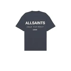 ALLSAINTS Underground Short Sleeve Crew in Graphite Blue
