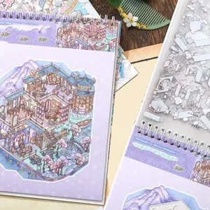 Mr. Paper Vintage Miniature Stickers Book with 20 Sheets, 3D Scenic Design for DIY Scrapbooking, Creative Decorative Materials for Journals & Cups