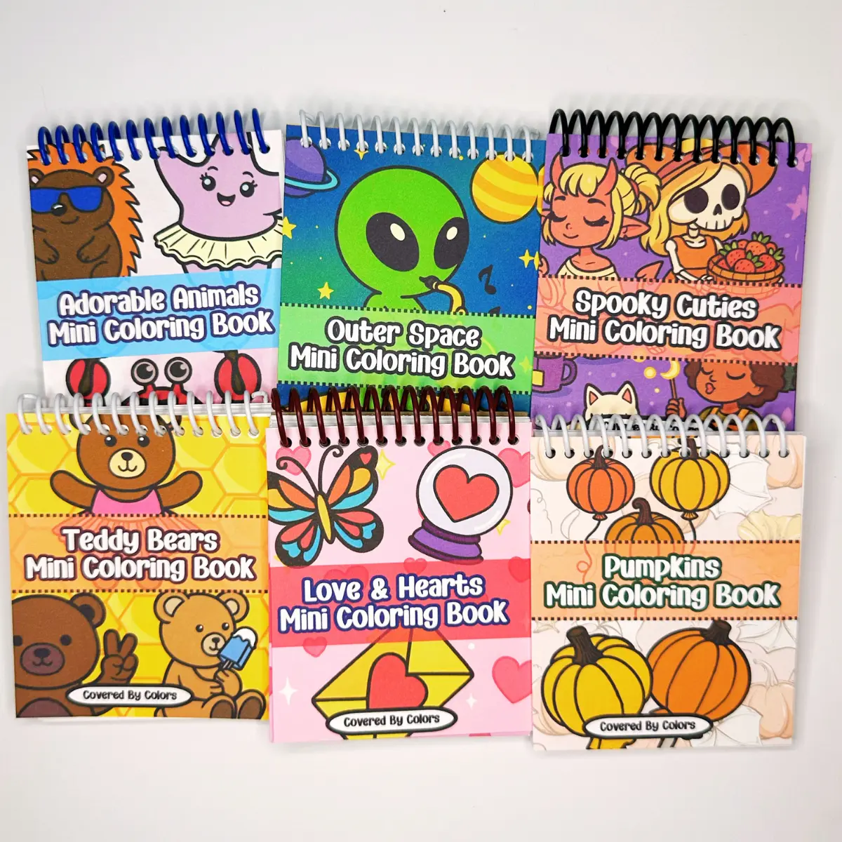 Covered By Colors 6 Book Mini Coloring Book Bundle - 40 Pages each on Thick Cardstock - Easy Bold Simple Designs - Perfect for All Ages & Skill Levels - Therapeutic Coloring for Kids Teens Adults