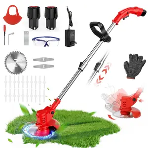 Cordless Grass Trimmer Electric Weed Wacker with 2 Battery Powered, 3-in-1 Brushless Cutter Weed Cutter Lawn Strimmer, Adjustable Lightweight for Lawn, Garden, Yard Care