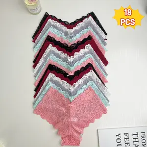 H Womens Sexy Underwear Lace Panties Plus Size Ladies Briefs 18-Pack for Women Bridal  Basic Minimalist Wear Womenswear Lingerie Soft Breathable Knicker Seamless Garments