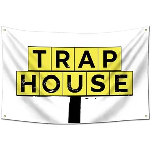 Polyester Fabric Trap House Flag Tapestry, Wall Hanging for College Dorm Room, Home Decor and Party Banner