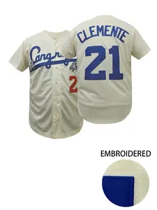 #21 Roberto Clemente Puerto Rico Classic Mens Embroidered Baseball Jersey Stitched Embroidery Sportswear