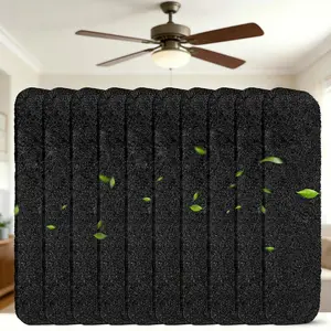 10Pcs Activated Coconut Shell Carbon Ceiling Fan Filters for Blades, Unscented Fan Blade Air Purifier Pads for Common Household Contaminants, Easily Sticks