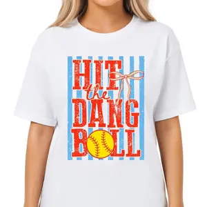 Hit The Dang Ball Shirt - Retro Softball Mom Graphic Tee - Funny Game Day & Softball Coach Gift Unisex T-Shirt