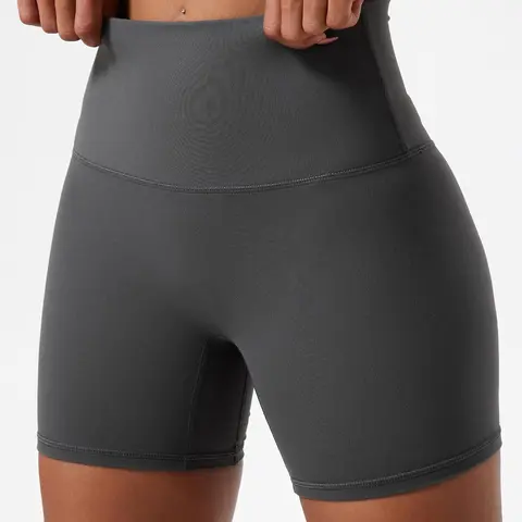 【Black Friday】Women's Plain High Waist Skinny Shorts, Sporty High-Stretch Wide Waistband Shorts, Ladies Sportswear for Indoor and Outdoor Wear