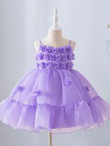 Kids Clothes Flower Girl Sling Floral Ball Gown Pageant Children Elegant Performance Princess Prom Host Formal Evening Party Cocktail Dress for all Season 4 to 8 Years