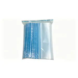 100 Pcs Blue Edge Transparent Self-Seal Bags, 16x22cm Food Grade Thick Pe Seal Bags, Reusable Storage Bags for DIY, Office Supplies, E-Commerce Packaging