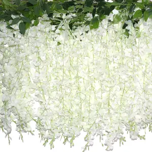 60 Branches Artificial White Wisteria Hanging Flowers – Garland for Wedding Arch, Ceremony, Party, Garden, Home & Backdrop Decor
