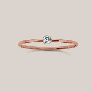 March Birthstone Ring Aquamarine – Rose Gold Filled Stacking Ring