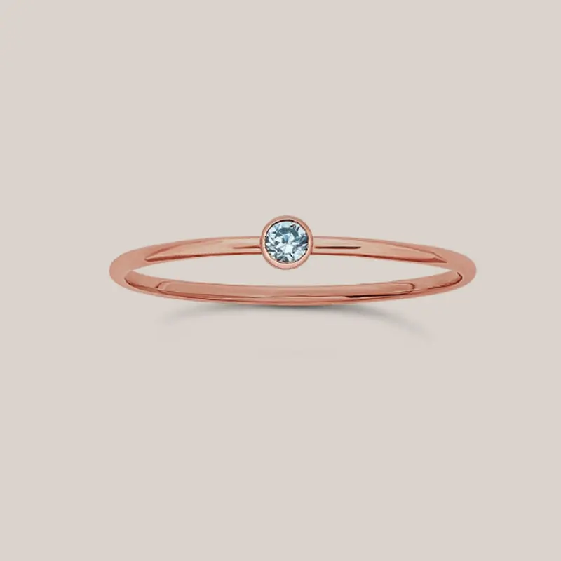 March Birthstone Ring Aquamarine – Rose Gold Filled Stacking Ring
