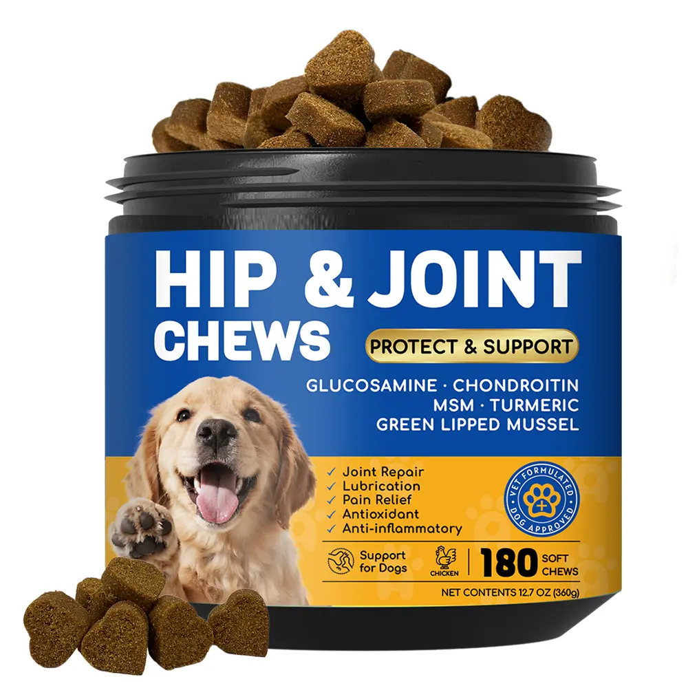 Furry Armor Dog Hip & Joint Chews, Glucosamine Chondroitin MSM Turmeric for Dogs, Joint Support Supplement with Green Lipped Mussel, Pain Relief & Anti-Inflammatory for Senior Dogs, Chicken Flavor, 180 Count