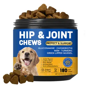 Furry Armor Dog Hip & Joint Chews, Glucosamine Chondroitin MSM Turmeric for Dogs, Joint Support Supplement with Green Lipped Mussel, Pain Relief & Anti-Inflammatory for Senior Dogs, Chicken Flavor, 180 Count