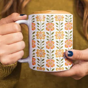 Subtle F*ck Trump Retro Floral Mug, Anti Trump Flower Coffee Mug, FDT, Liberal Democrat Gift, Anti Maga Cup, Political Cup, Feminist Mug