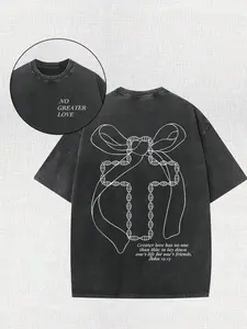 Cross, Letter Printing, Jesus, Religious Belief, God, 230 Grams Of Wax Printed Double-Sided Short-Sleeved T-Shirt, Retro Washing, 100% Cotton, Comfortable Loose Short-Sleeved T-Shirt Selected Summer Clothing. women's and men's tops TikTokShop Black Friday