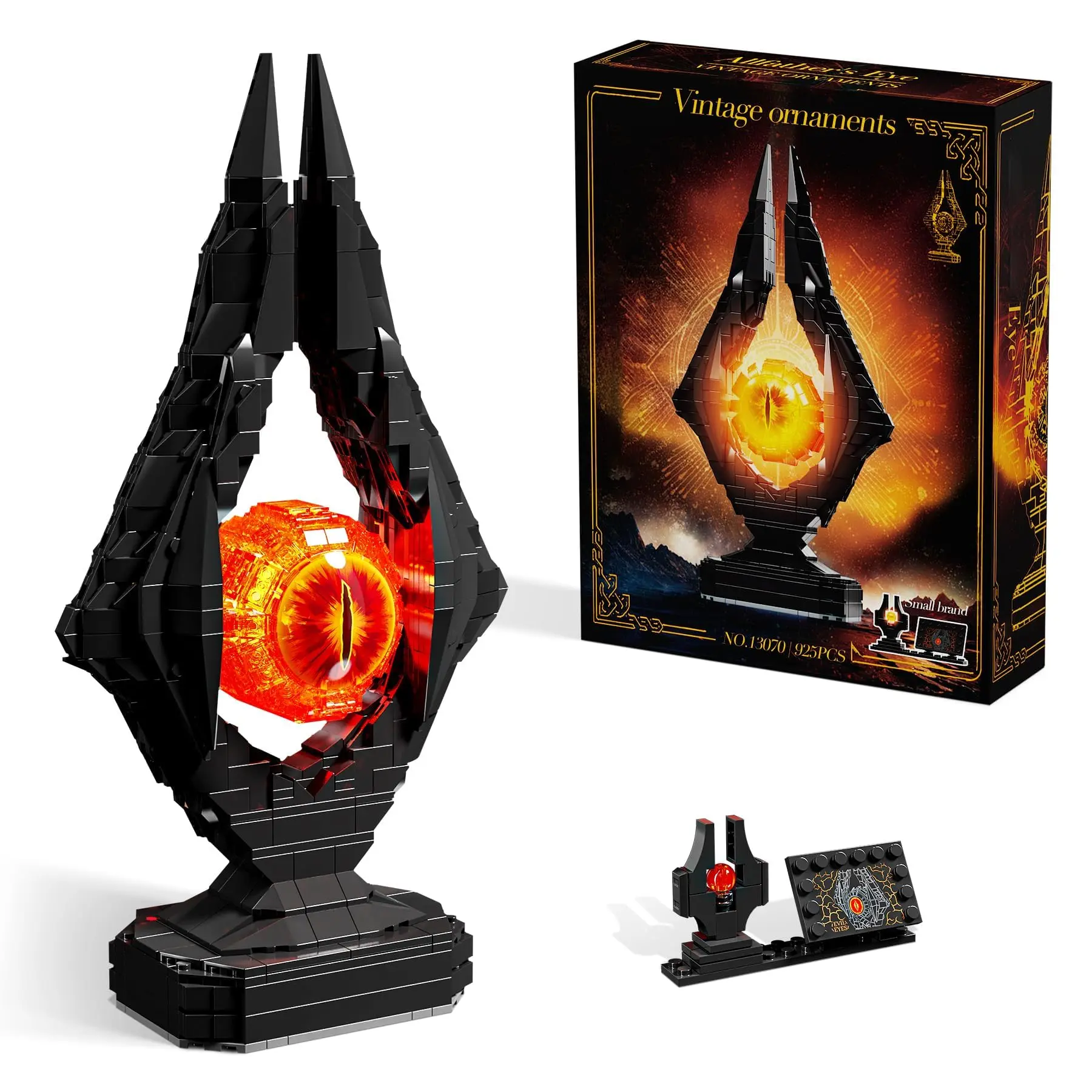 【Ships Immediately + Free Gifts】 Lord Eye Tower Building Set with Rotatable Flaming Eye Build | 925 PCS Fantasy Dark Tower Building Toy Collectible Model Kit, Unique Gifts for Adults and Teens, Home Office Desk Decor