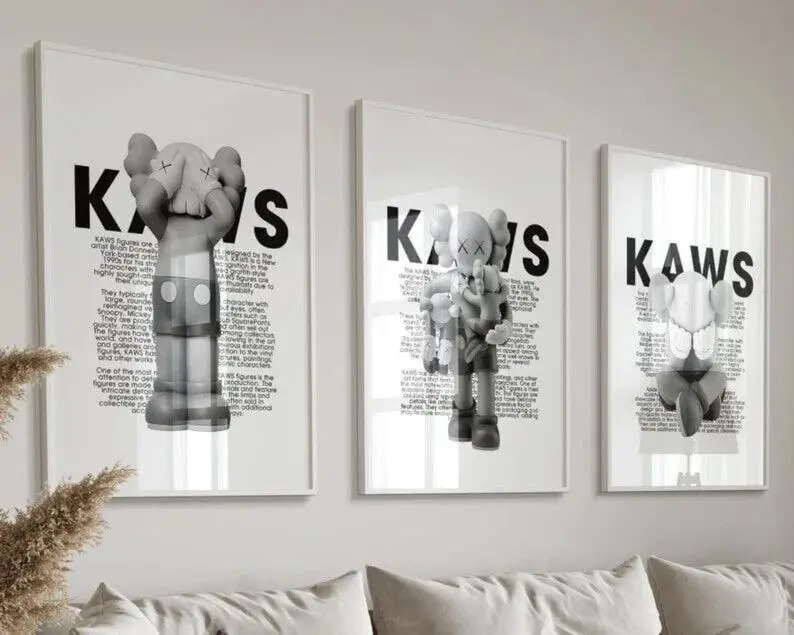 Hypebeast Wall Art Posters Set Of 3 Grey Figures Frameless Art Poster Prints