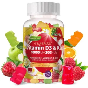 Sugar-Free Vitamin D3 K2 Gummies with Calcium & Magnesium – Extra Strength Vegan Bone, Muscle, Teeth & Immune Support Formula with K2 MK-7 and Vitamin C, High Absorption Supplement, 60 Gummies