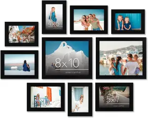 Americanflat Set of 10 Picture Frames with Shatter-Resistant Glass - Gallery Wall Frame Set with Two 8x10 Frames, Four 5x7 Frames and Four 4x6 Frames - Signature Collection - Black