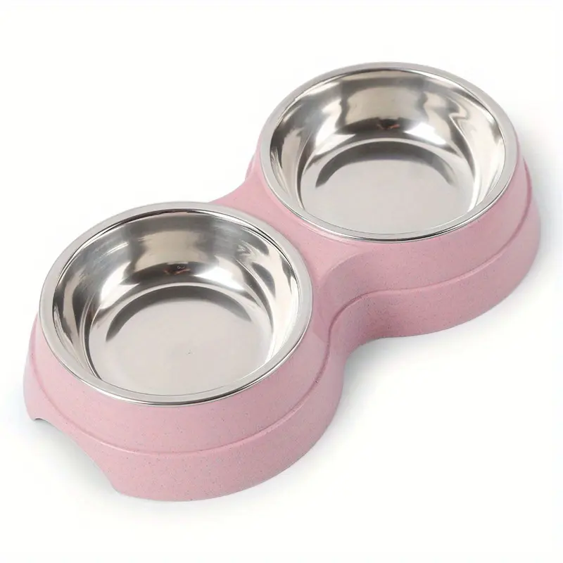 Stainless Steel Double Pet Bowls For Dogs And Cats - Non-Skid Base - Perfect For Food And Water - Easy To Clean - Drinking Water Bowl - Animal Water Bowl