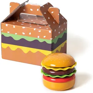 Mini Ceramic Sauce Plates Sets (6 Pieces), Cute Hamburg Style Dessert Plates & Snack Bowls with Lid Sets. Novel Tableware Gift.