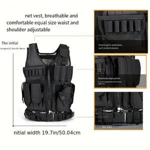 Adjustable Breathable Tactical Vest - Lightweight Oxford Mesh Training Vest with Multiple Pockets and Customizable Attachments for Outdoor Activities, Hiking & Military Enthusiasts, Tactical Vest Accessory