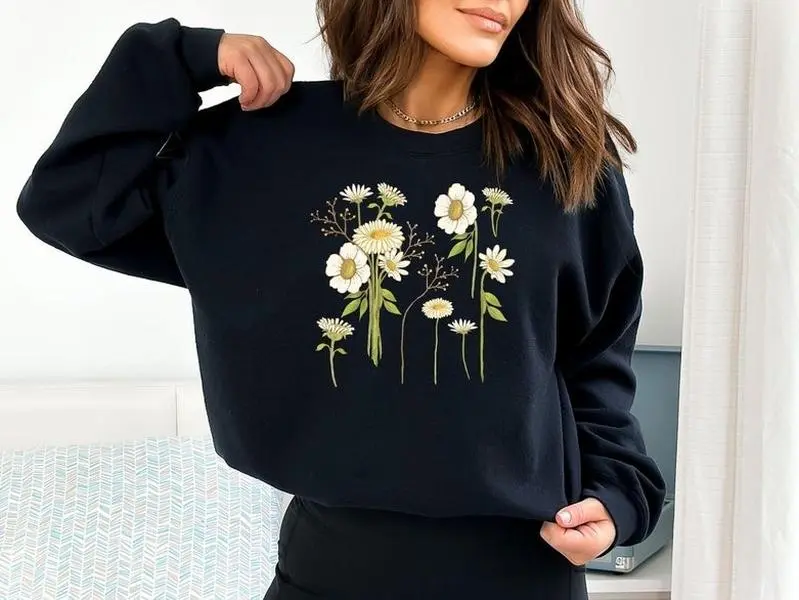 Flower Sweatshirt, Gift For Her, Flower Lover Sweatshirt, Women Sweatshirt