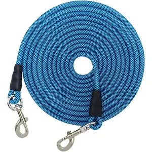 15FT 20FT 26FT 40FT 60FT 75FT Long Dog Tether Tie Out Rope Dog Lead for Yard Obedience Recall Training Outdoor Camping Playing for Large Medium Dogs (15FT * 3/8")
