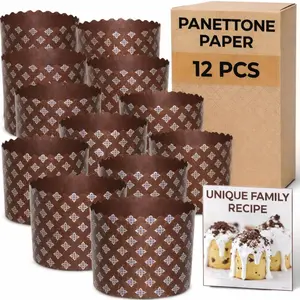 15 oz Easter Bread Paper Molds for Baking 12 Pack – Large Panettone Paper Mold Silver Design - Kulich Paska Mold Panettone Molds Easter Bread Kulich