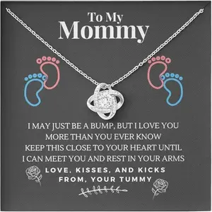 To My Mommy Necklace, New Mom Love Knot Necklace, New Mommy Gift, Mom To Be Necklace, New Mama To Be Jewelry, New Mom Mommy To Be Gift From Bump, Pregnancy Gift, First Mother's Day Gift For Expecting Moms, Best Gifts for Mom, Christmas Gift for Mom