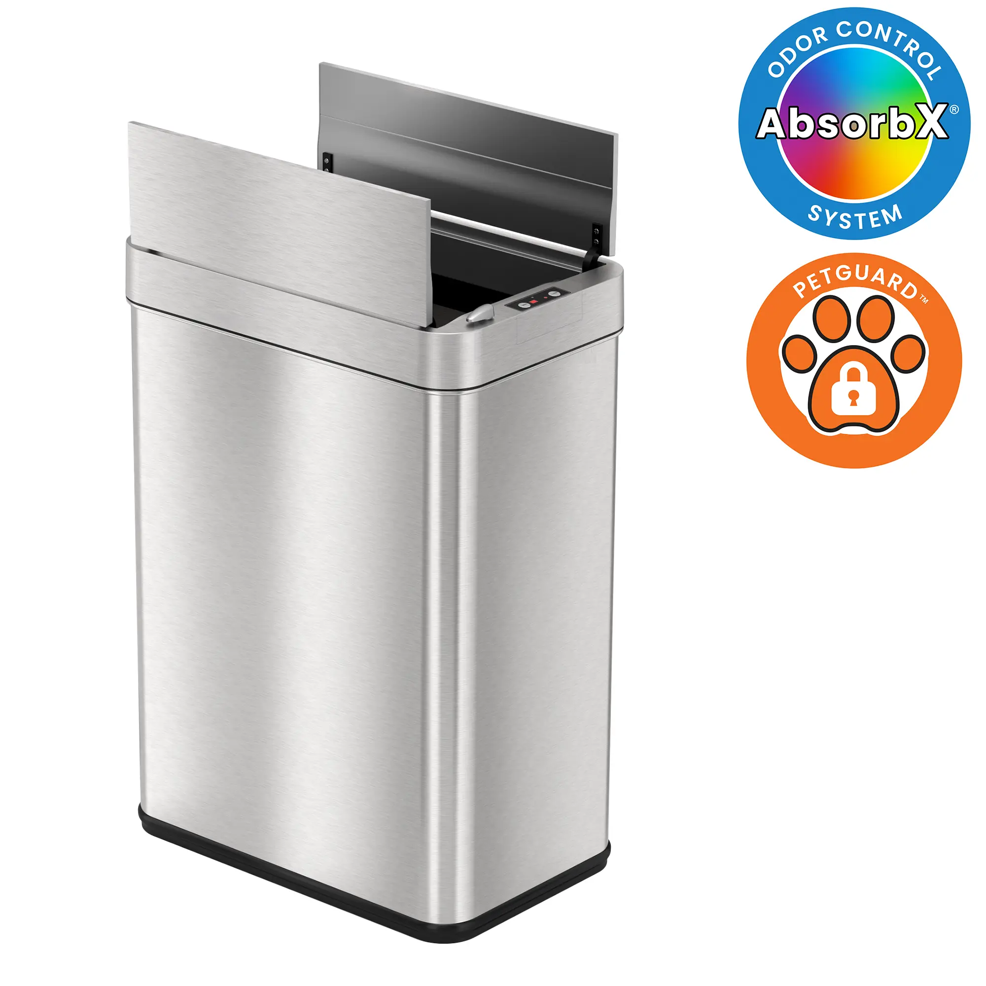 13 Gallon Wings Lid Sensor Kitchen Trash Can Stainless Steel With Odor Filter