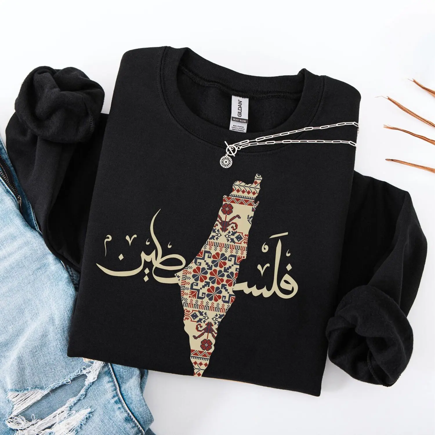 Palestine Traditional Sweatshirt, Palestine Sweater, Free Palestine Independence Crewneck, Unisex Palestine Gift