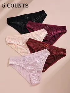 Women's High Waist Plain Bowknot Ruffle Triangle Panties, Comfortable Breathable Lace Patchwork Aesthetic Chic Elegant Underwear Set, All Season Fitted Style, Basic, Solid