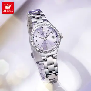 OLEVS Women's Watch Niche Light Luxury Diamond Women's Watch Fashion Compact High-End Quartz Watch Waterproof Jewelry Jewlery