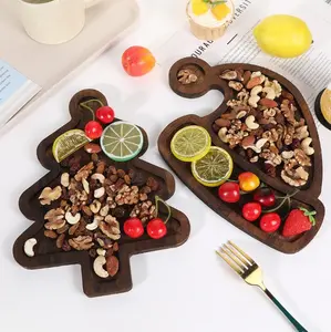 2 Pcs Wooden Christmas Tree & Hat Tray - Charcuterie Platter Cutting Board for Christmas Party Cheese Food Fruit