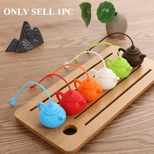 Creative Teapot Shaped Silicone Tea Infuser Tea Strainer with Handle Seasoning Tea Slices Diffuser Kitchen Gadget Tea Set Tea Making Tool