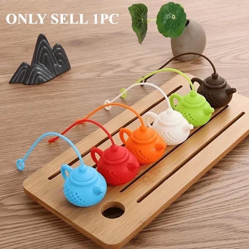 Creative Teapot Shaped Silicone Tea Infuser Tea Strainer with Handle Seasoning Tea Slices Diffuser Kitchen Gadget Tea Set Tea Making Tool