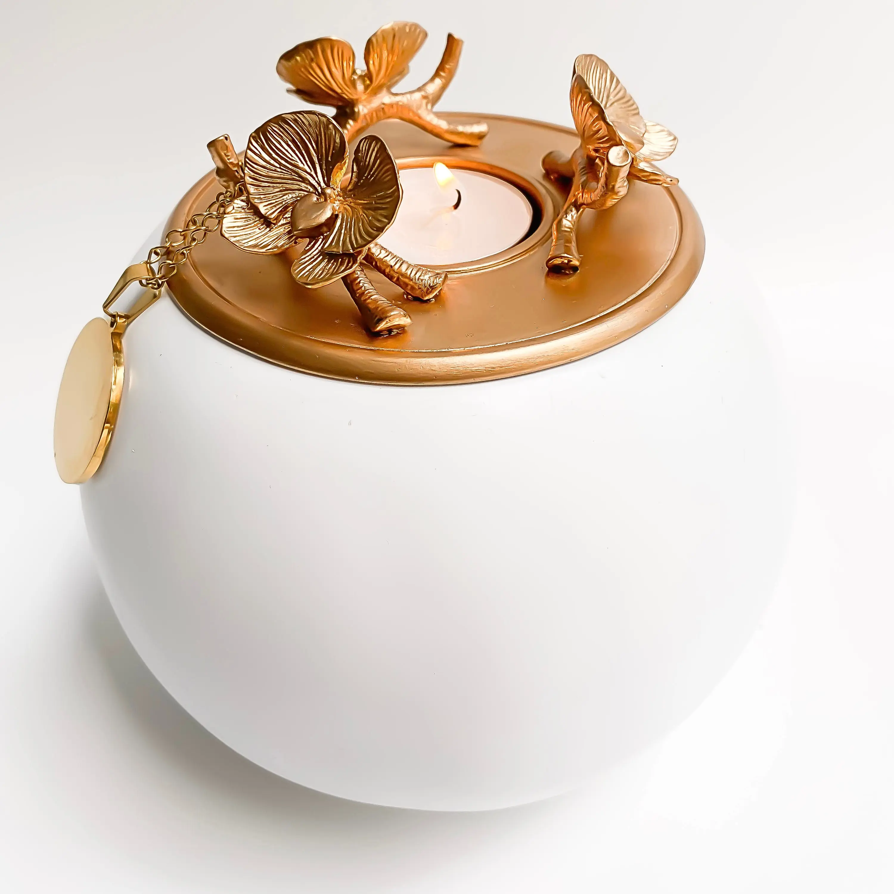 Small Urns for Human Ashes Keepsake, Handmade Shareable Urn for Ashes for Women, Keepsake Box Ideal for Infant & Baby Memorials - GNight Fetcher - White Gold