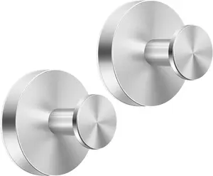 Suction Cup Hooks for Shower, Bathroom,Glass Door, Mirror, Kitchen,Tile  Loofah, Towel, Coat, No-Drill Bath Robe Hook Holder for Hanging up to 15 lbs Removable Wall Hooks,2packs Brushed