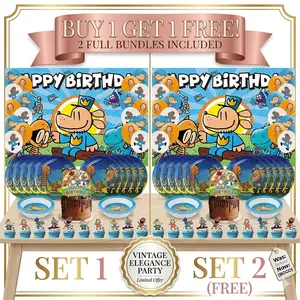 BUY 1 GET 1 FREE Dog Man Party Supplies Birthday Decorations 52 Pcs Set