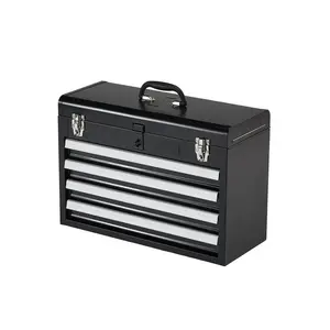 Metal Tool Box, 20.5-inch, Portable Metal Tool Box with 4 Drawers, Small Tool Chest with EVA Liners, Ball Bearing Slide Drawers Locking & Powder Coated Finish, Multi-Function Tool Organizer